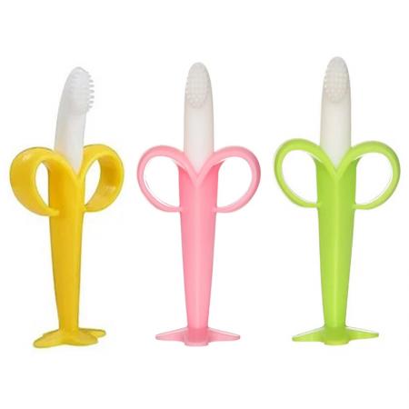 Soft Baby Banana Shaped Silicone Toothbrush.